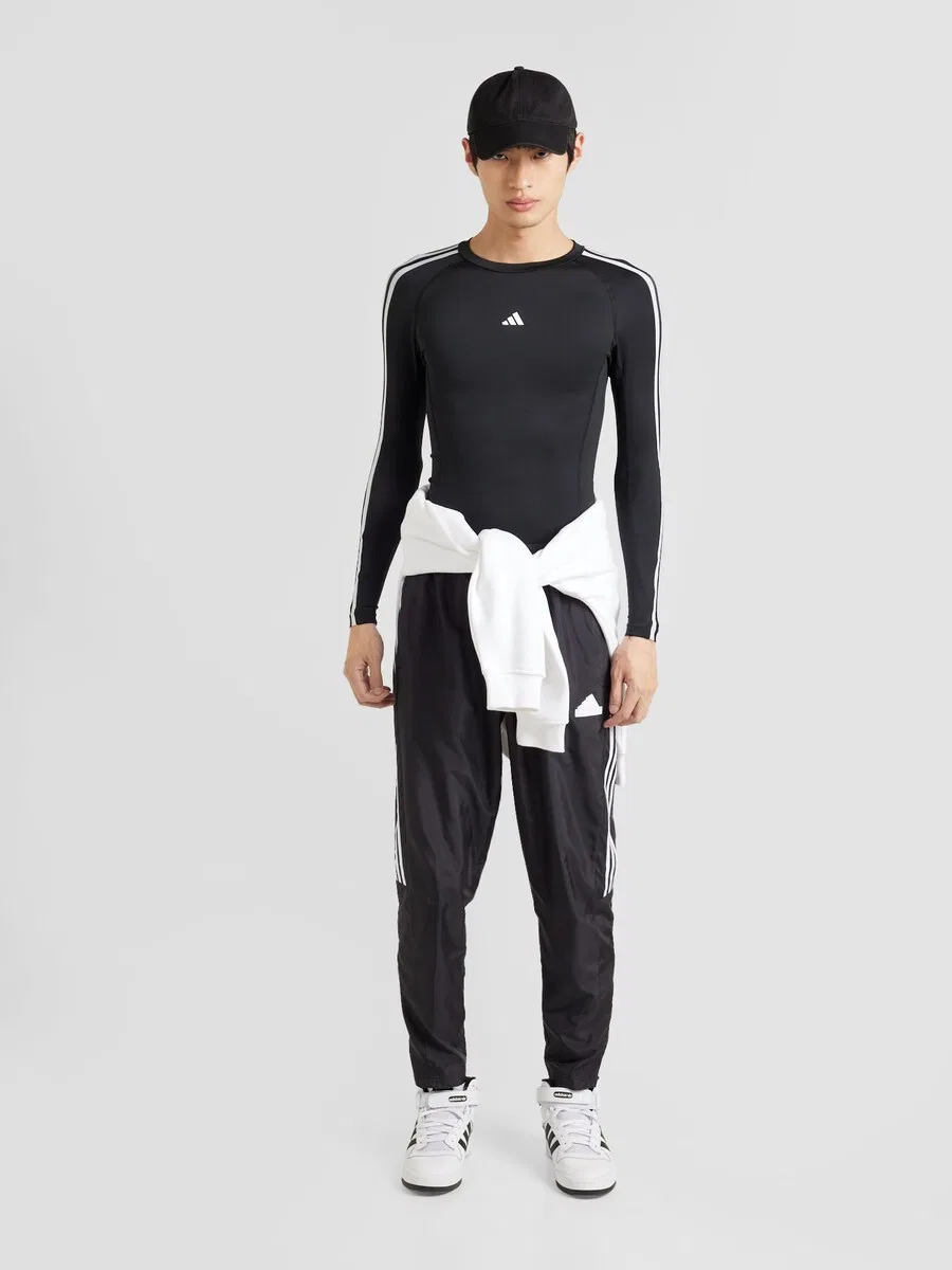 Спортивная футболка ADIDAS PERFORMANCE Performance Shirt 'TECHFIT Compression Training 3-Stripes Long Sleeve' черного цвета — фото 4