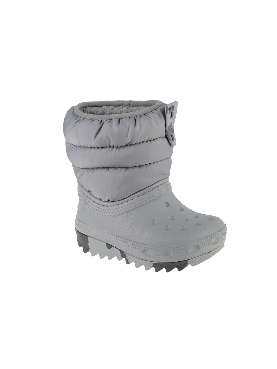 Детские зимние ботинки Crocs 'Classic Neo Puff Boot Toddler' серого цвета