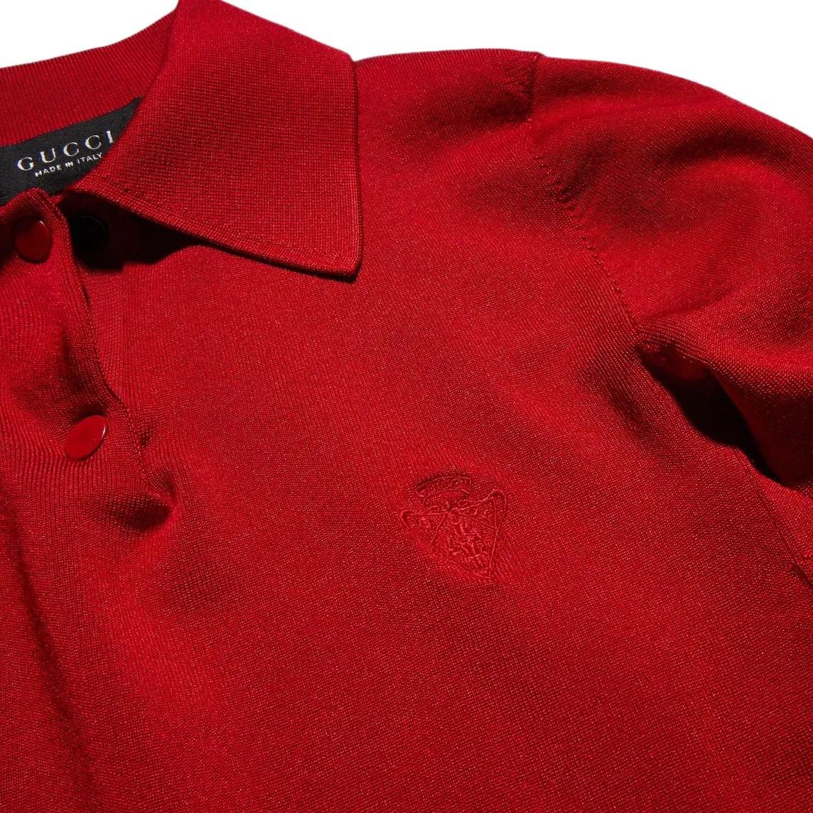Женское вязаный поло с воротником Red GUCCI, Красный — фото 4