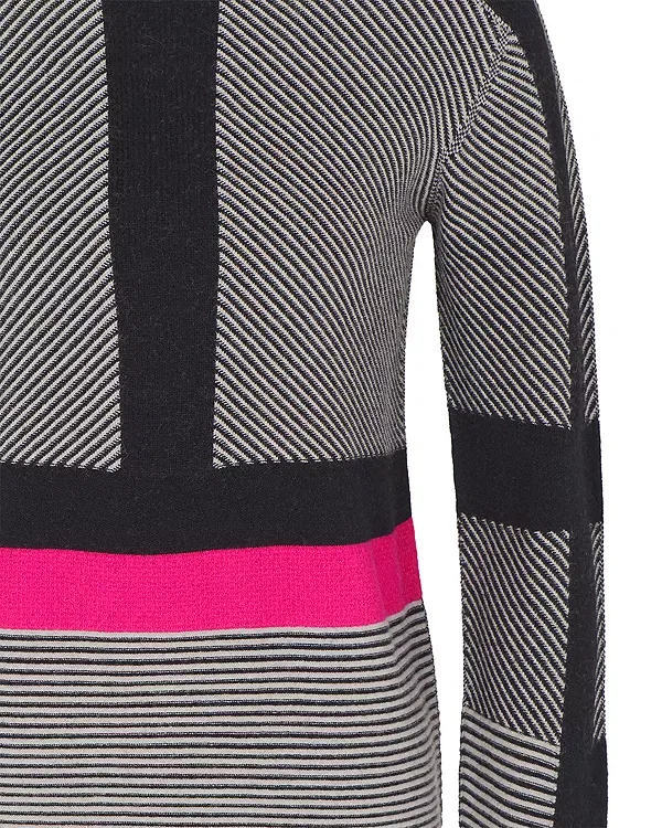 Женский свитер с жаккардовым принтом Emporio Armani, Black/Grey/Fuchsia — фото 3