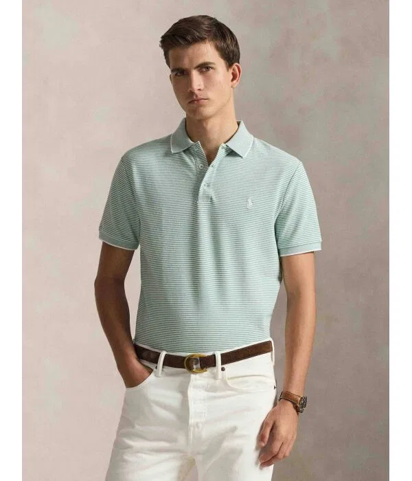 Мужское поло Custom Slim Fit Stretch Mesh Polo Ralph Lauren, Menta