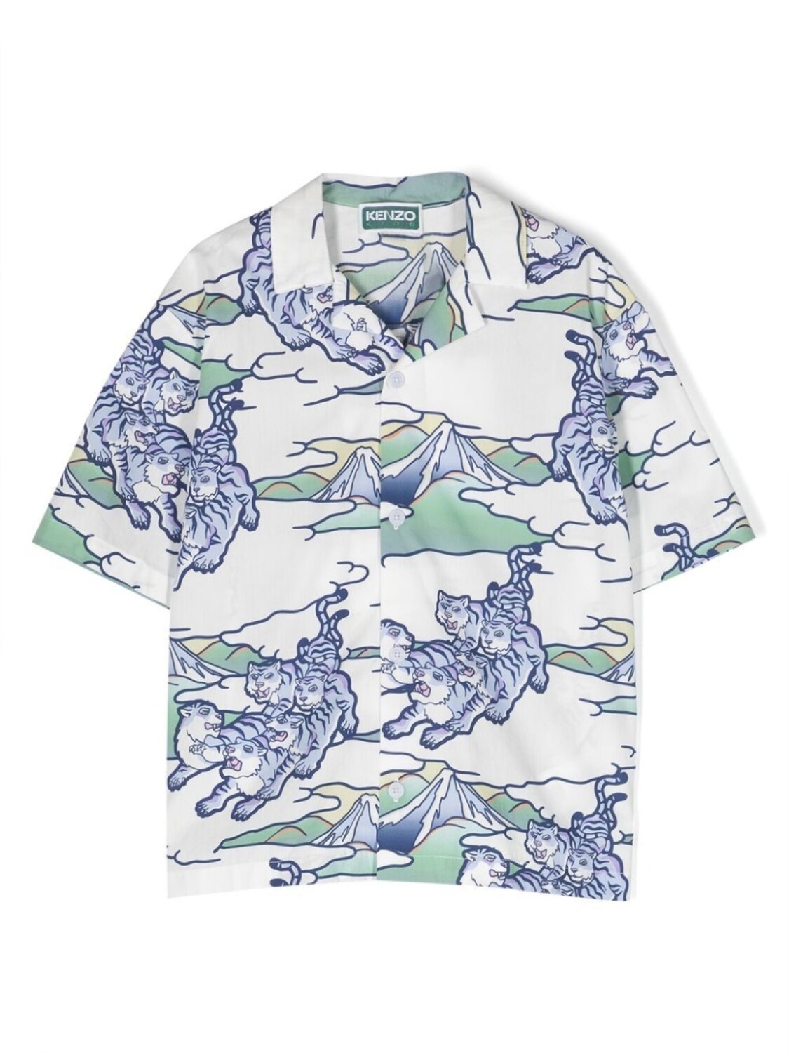 

Kenzo Kids all-over print cotton shirt, белый