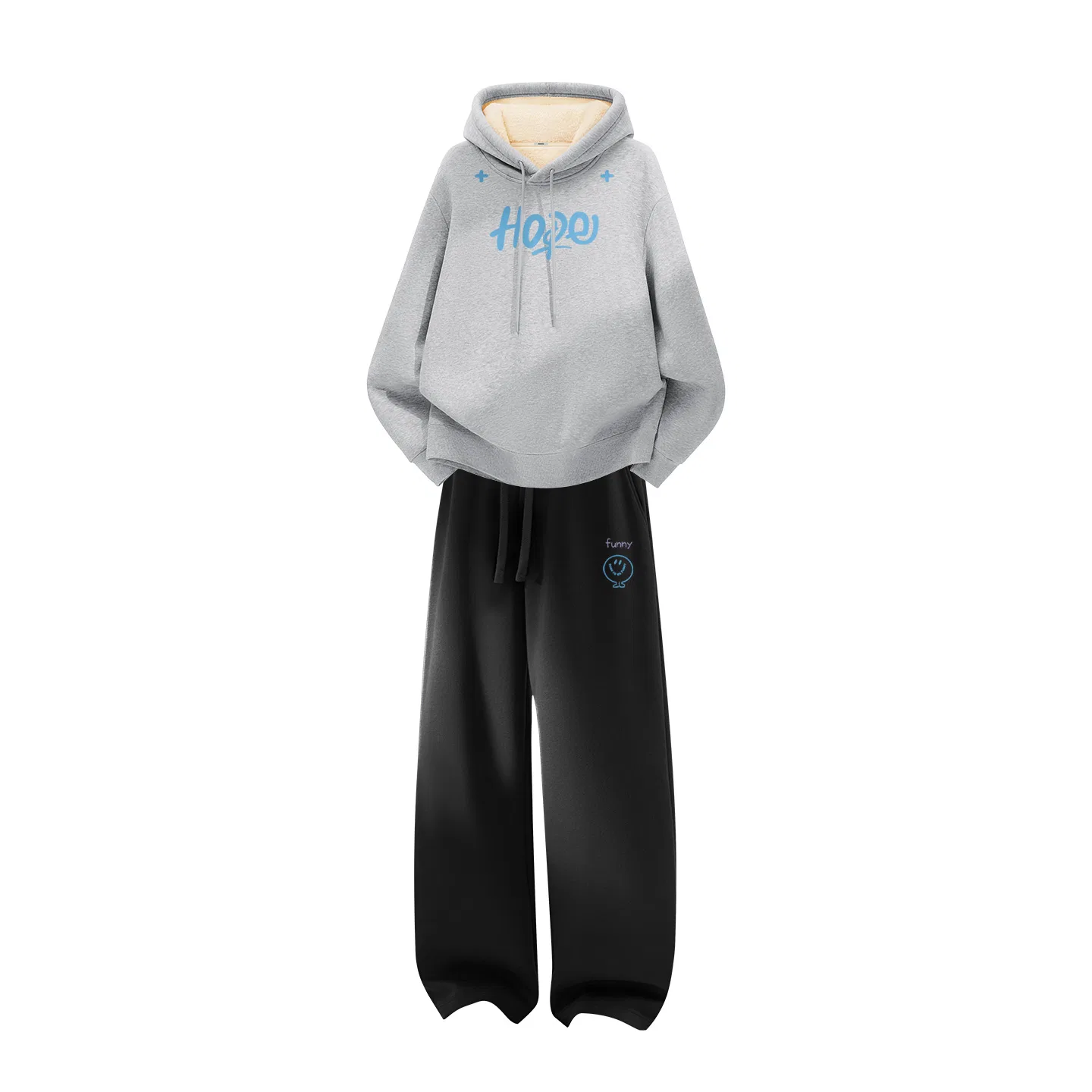 Детский комплект свитшотов с капюшоном MINISO, Heather Gray, Black