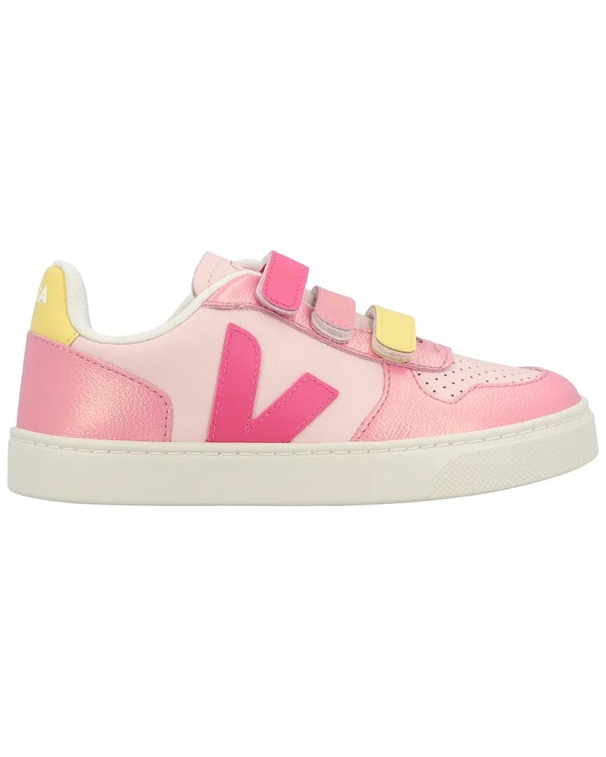 Детские кроссовки на липучках кожаные VEJA Leather Sneaker, розовый — фото 2