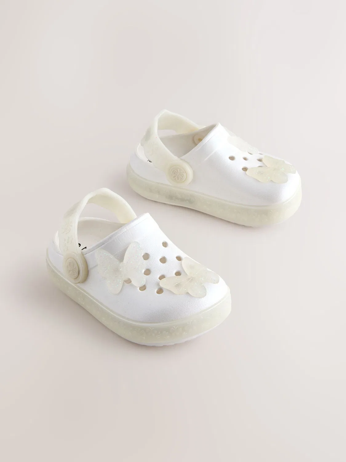 Клоги детские White Shimmer Butterfly Next, белый
