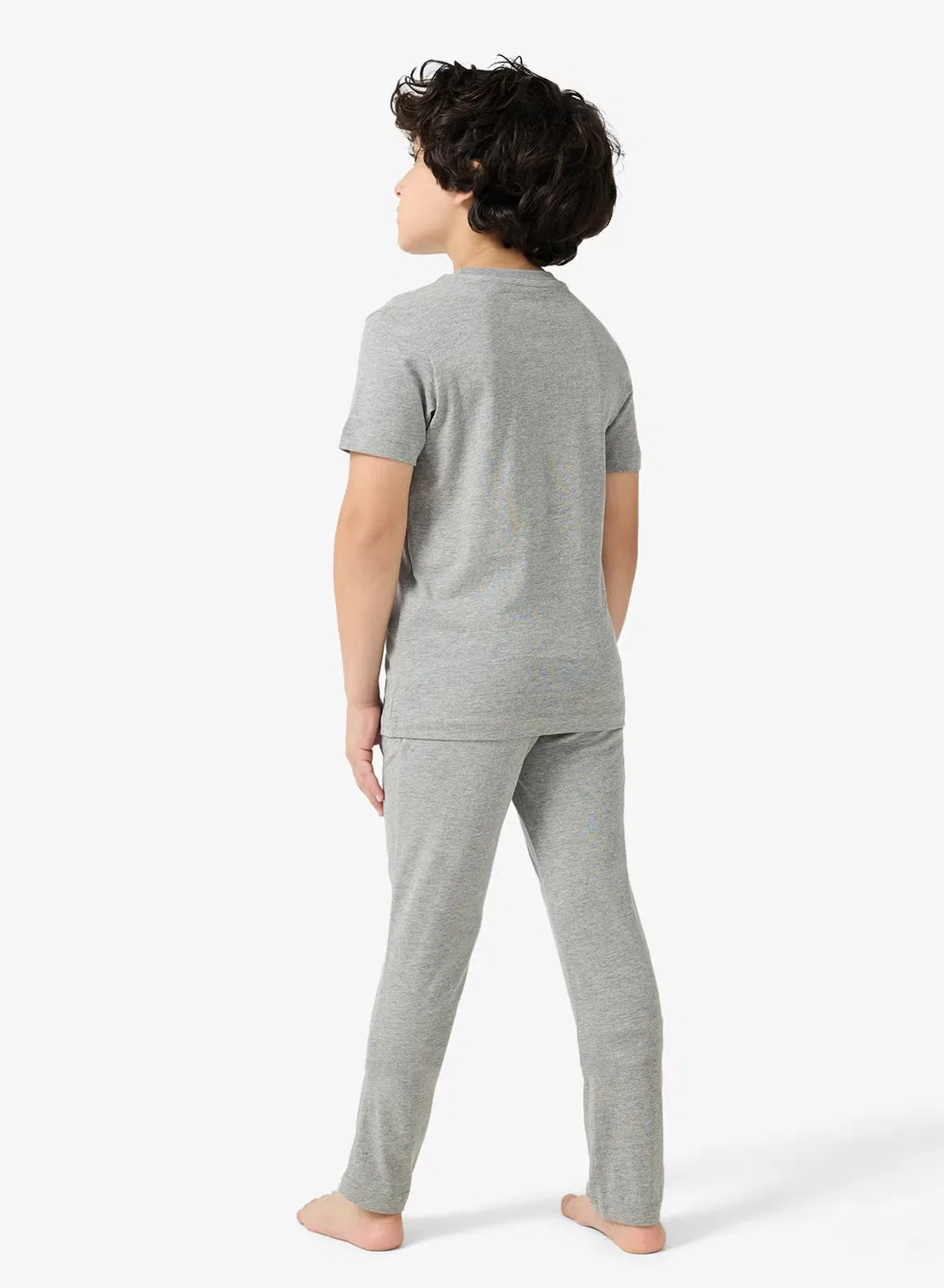 Комплект футболки и штанов спортивный с круглым вырезом Jack & Jones Junior, светло-серый меланж — фото 2