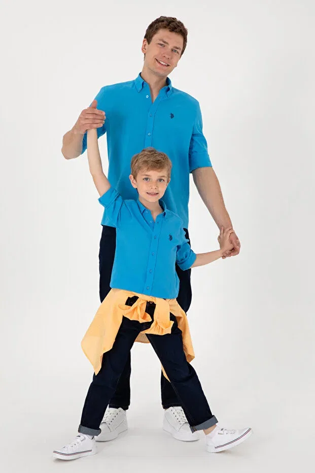 Детская рубашка для мальчиков с длинным рукавом Basics U.S. Polo Assn., Aqua