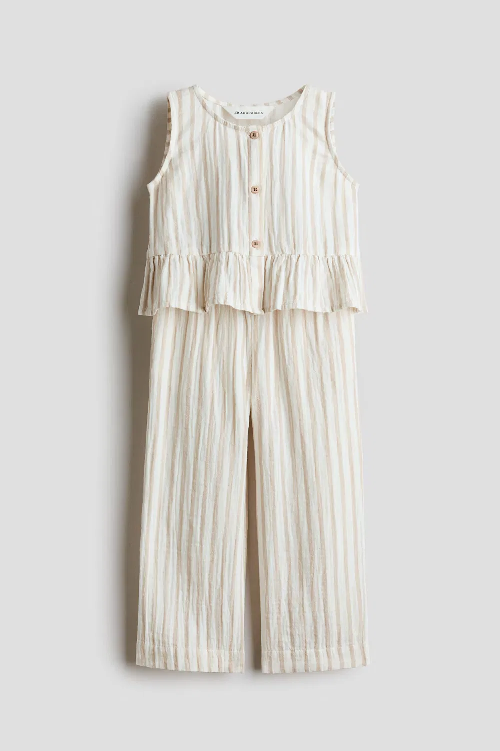 Комплект из двух предметов из хлопчатобумажной ткани H&M, Hellbeige/Weiß Gestreift