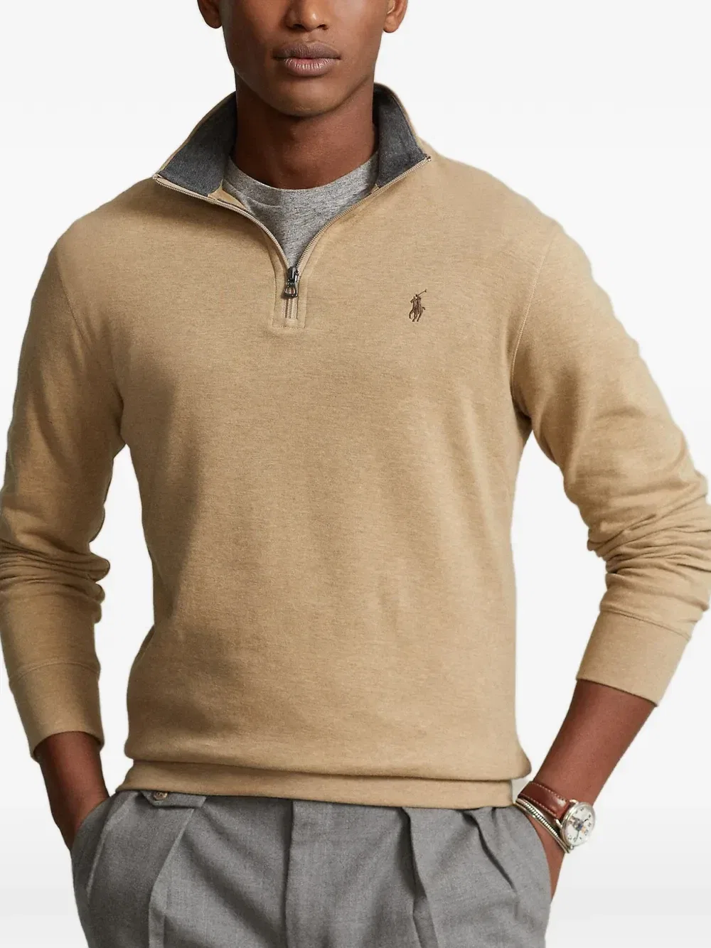 Свитер на молнии до середины груди Polo Ralph Lauren, бежевый — фото 2