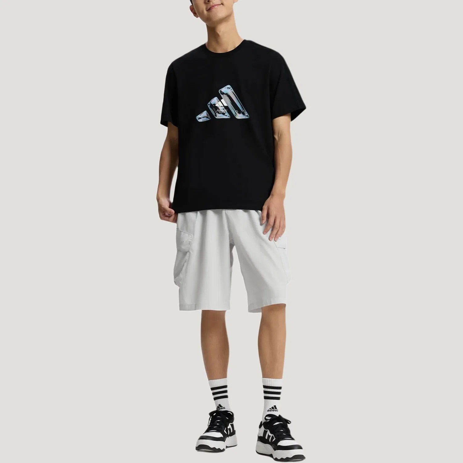 Футболка с круглым вырезом прямого кроя Adidas, Black — фото 4