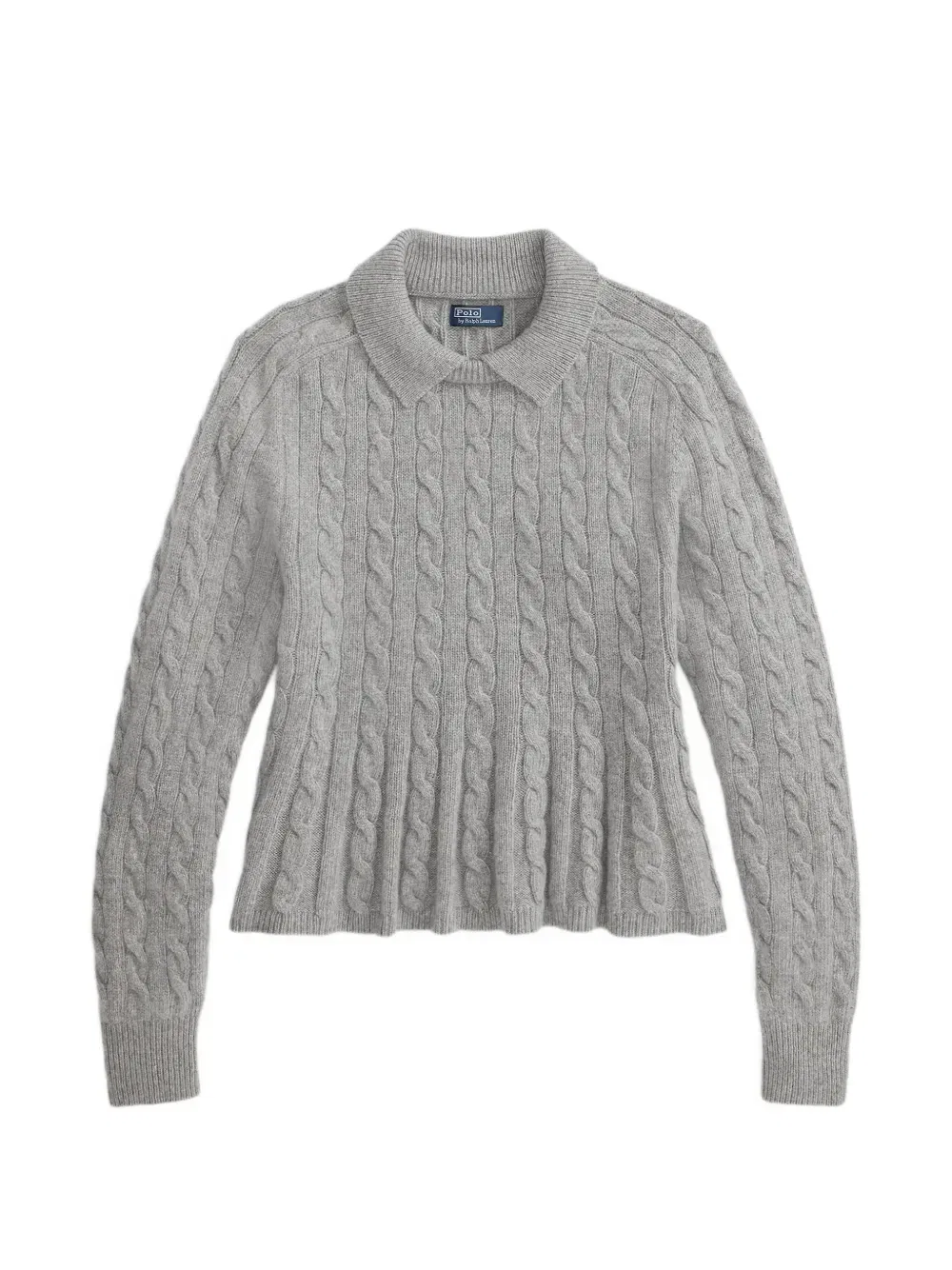 Джемпер фактурной вязки с баской POLO RALPH LAUREN, серый