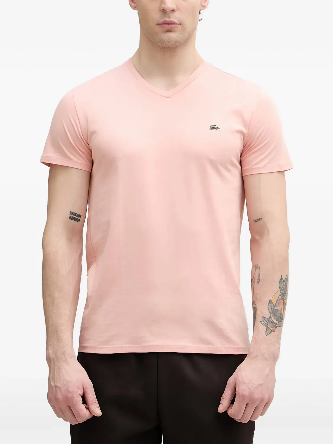 Футболка с V-образным вырезом розовая Lacoste, розовый
