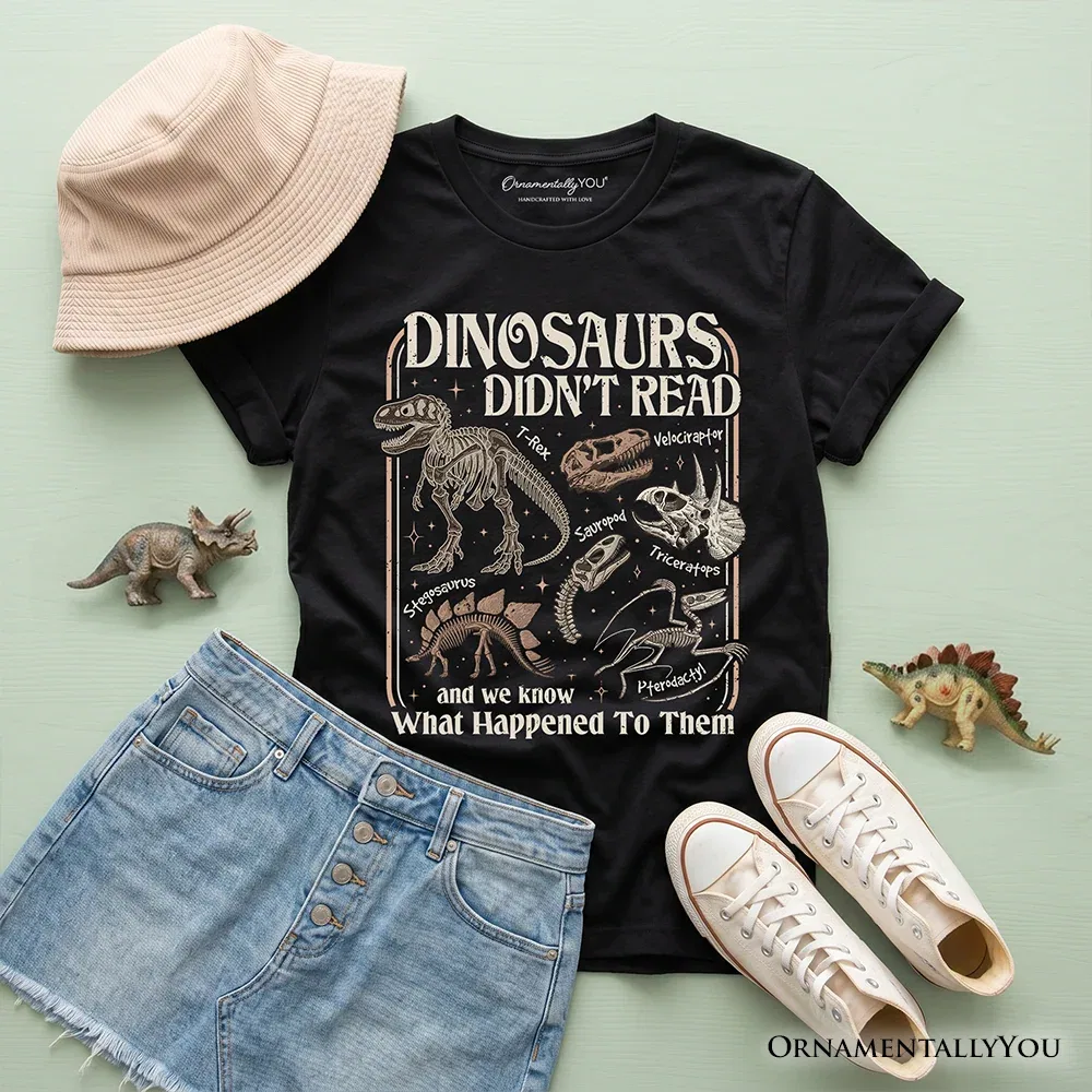 Детская футболка с принтом динозавра и надписью про чтение Dinosaur Book OrnamentallyYou, White — фото 2