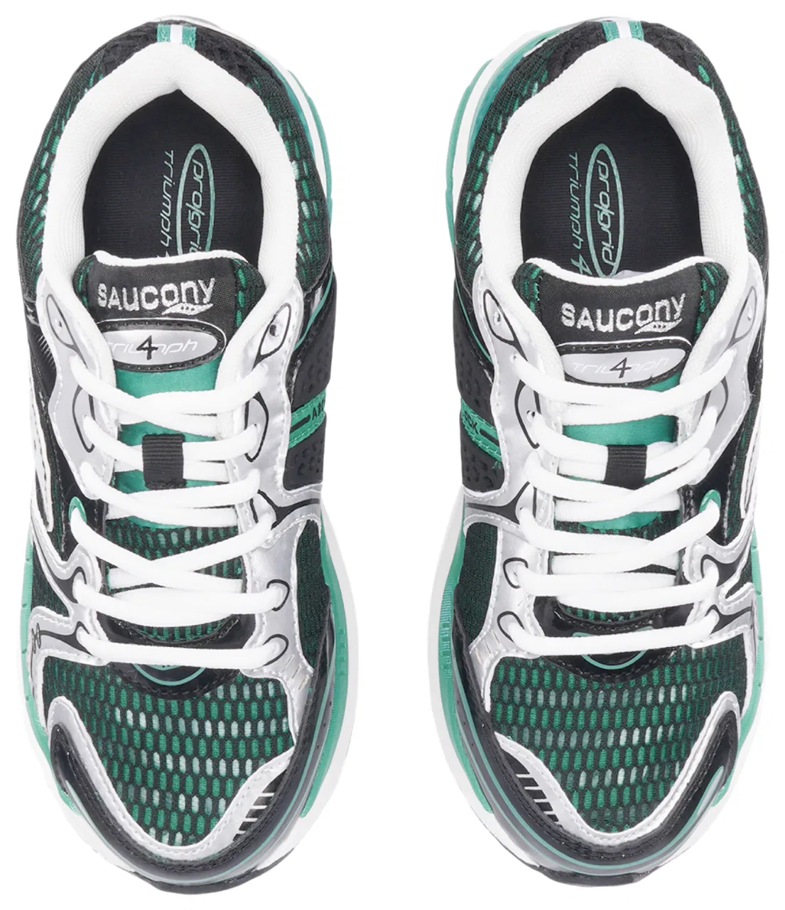 Детские кроссовки для мальчиков с открытым сетчатым верхом ProGrid Triumph 4 Saucony, Green Black — фото 4