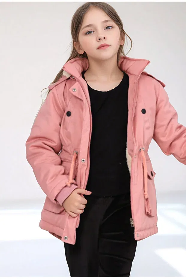 Детское пальто для девочек с капюшоном Child'S mont Kurak Tekstil, Pink — фото 2