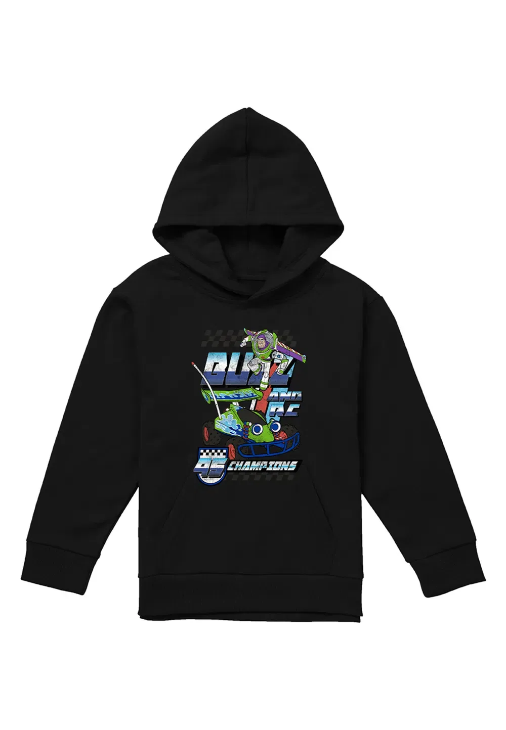 Детская худи с принтом Buzz and RC Racing Champions, Disney, черный — фото 4