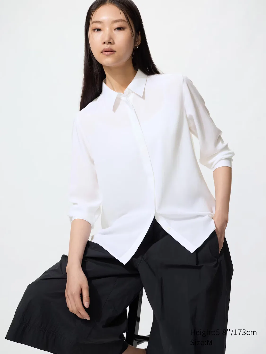 Блузка Uniqlo, вискозная, белый