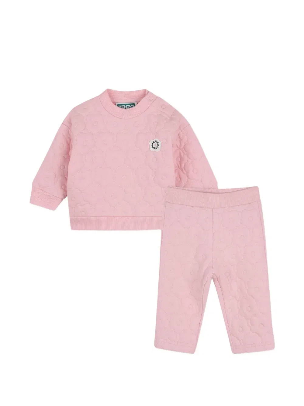 Стеганый спортивный костюм с цветочным узором Kenzo Kids, розовый