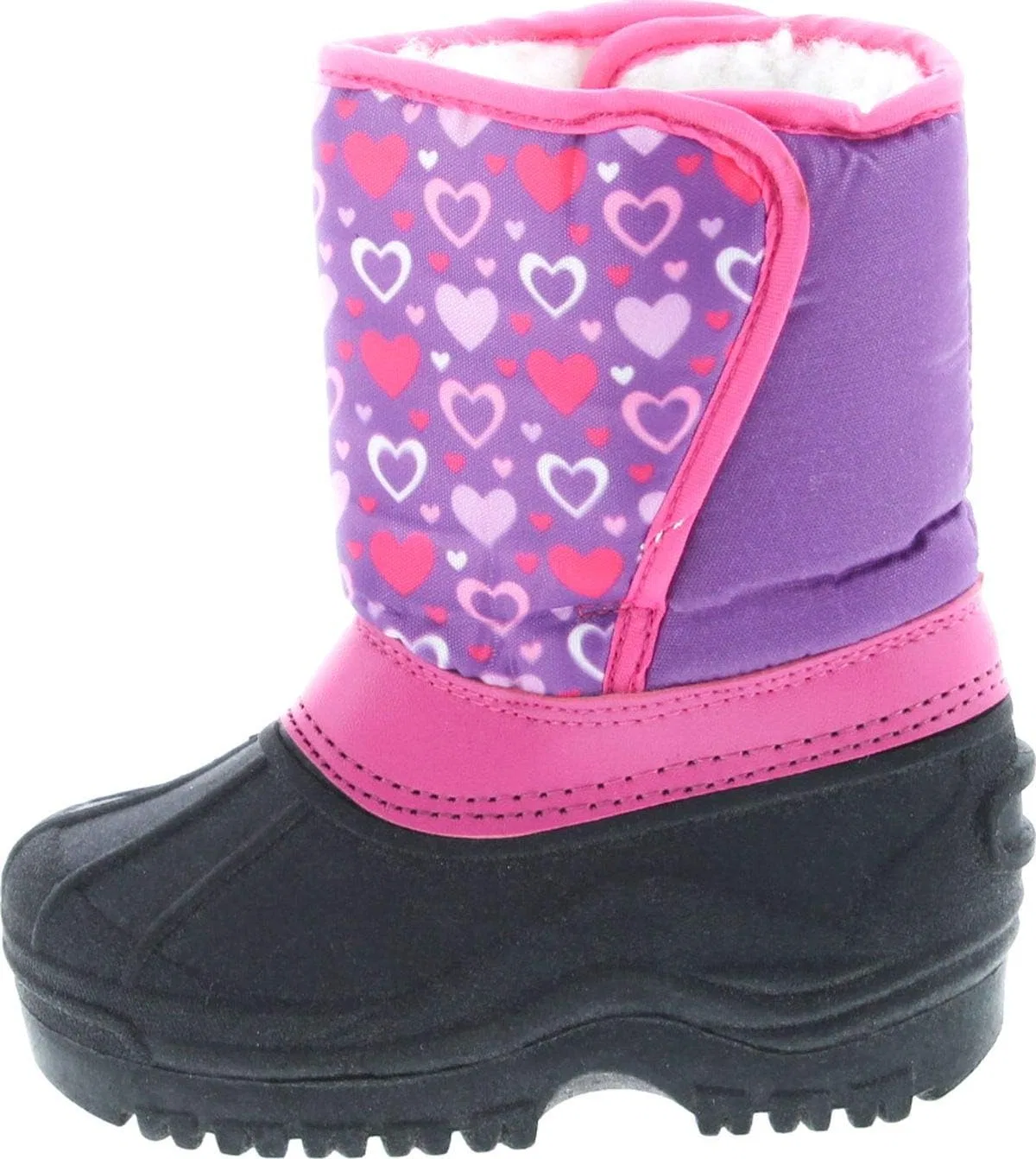 Детские зимние сапоги для девочек с принтом Static Footwear, Purple Hearts — фото 2