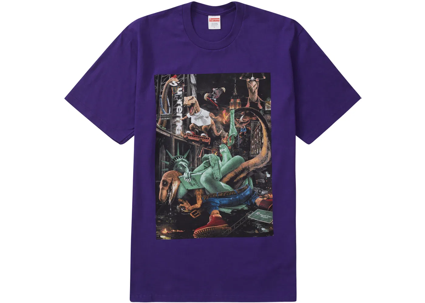 Мужская футболка с принтом Supreme T-Rex Tee Supreme, Purple