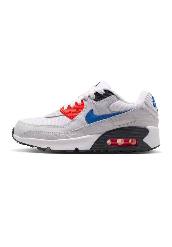Кроссовки Leather Air Max 90 SE Nike Sportswear White, Photon Dust, Bright Crimson, Game Royal, белый/малиновый