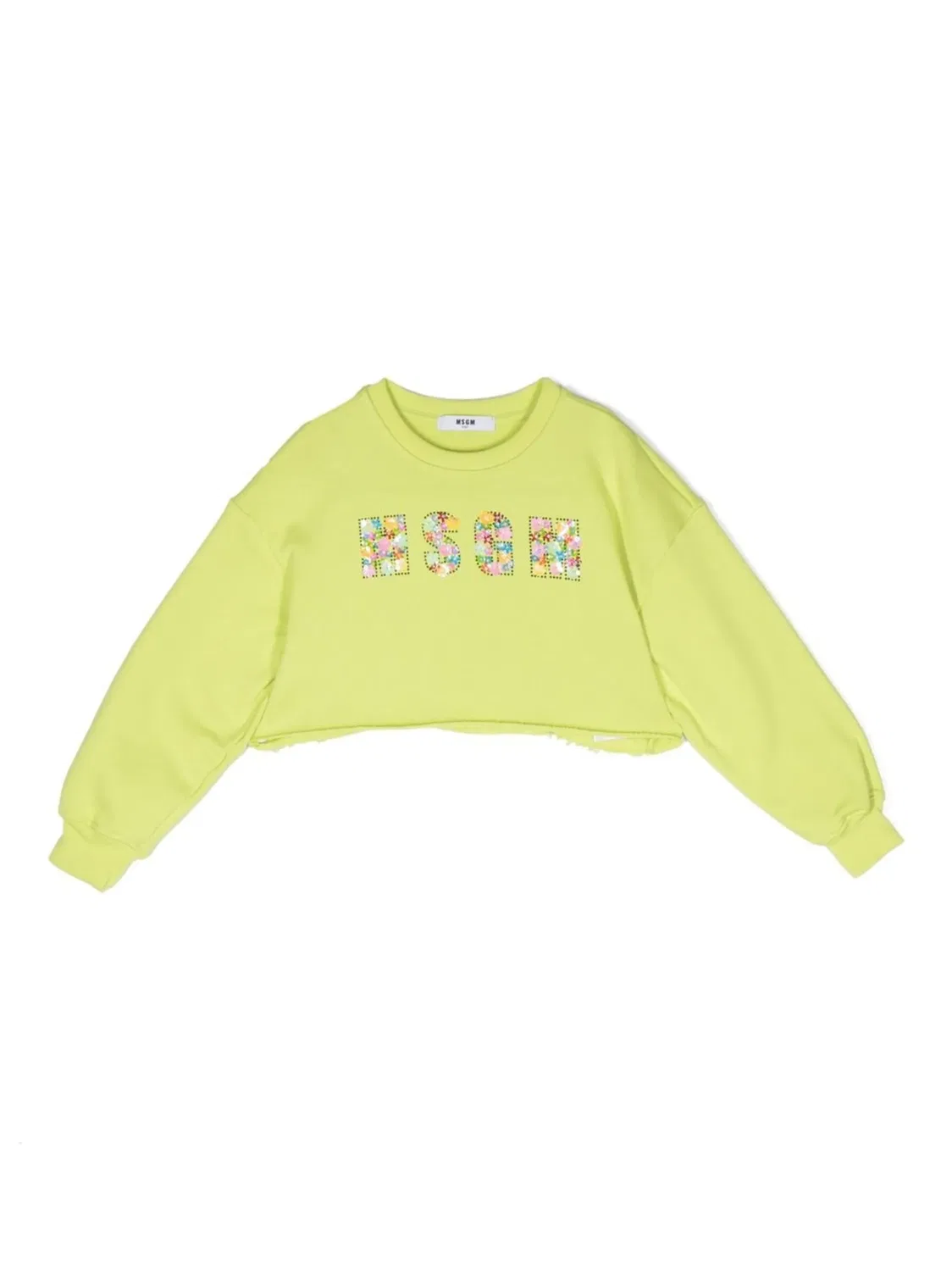 Свитшот с цветочными пайетками MSGM, лаймовый
