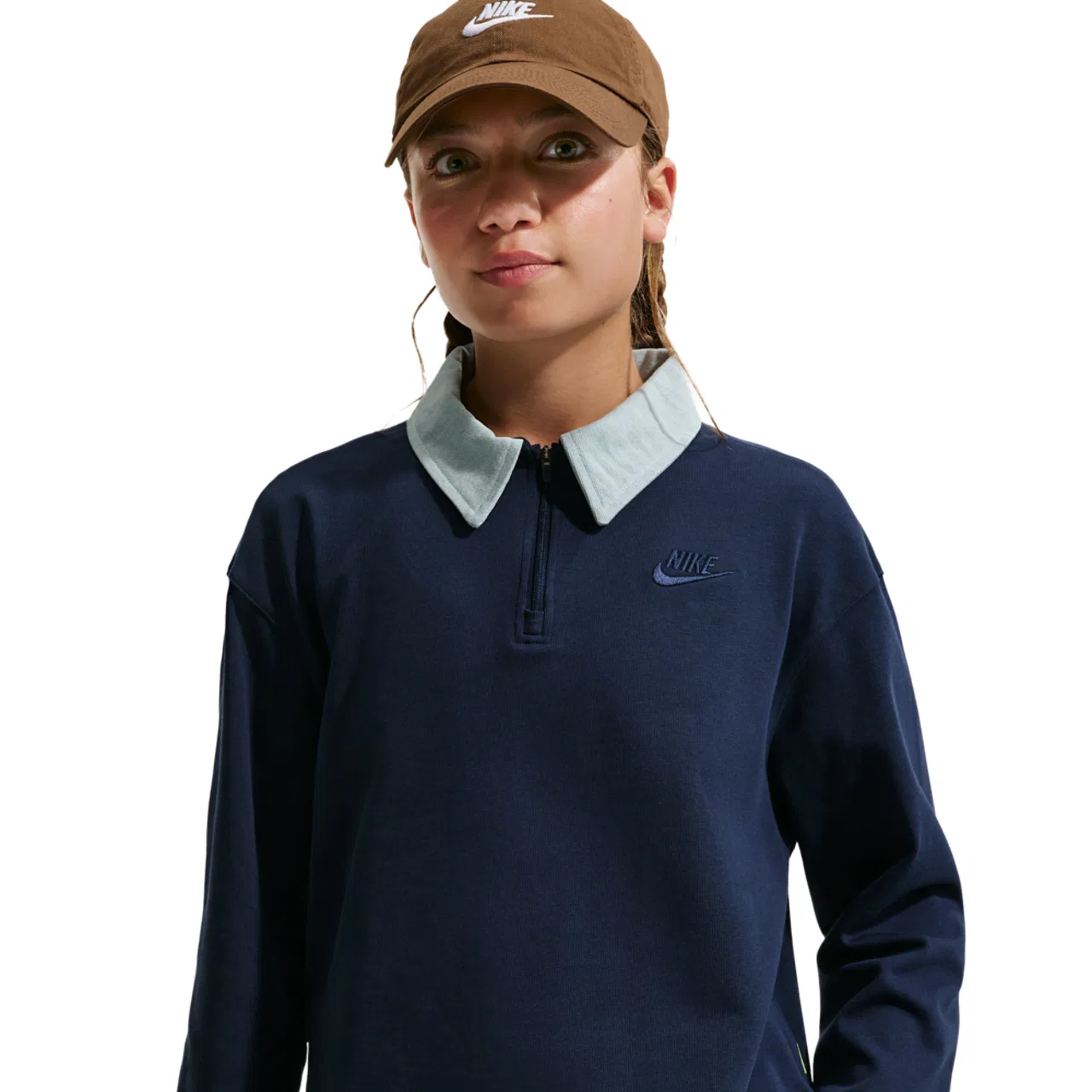 Футболка с длинным рукавом для девочек NSW Pullover Nike, цвет Midnight Navy/Midnight Navy/Lt Armory Blue