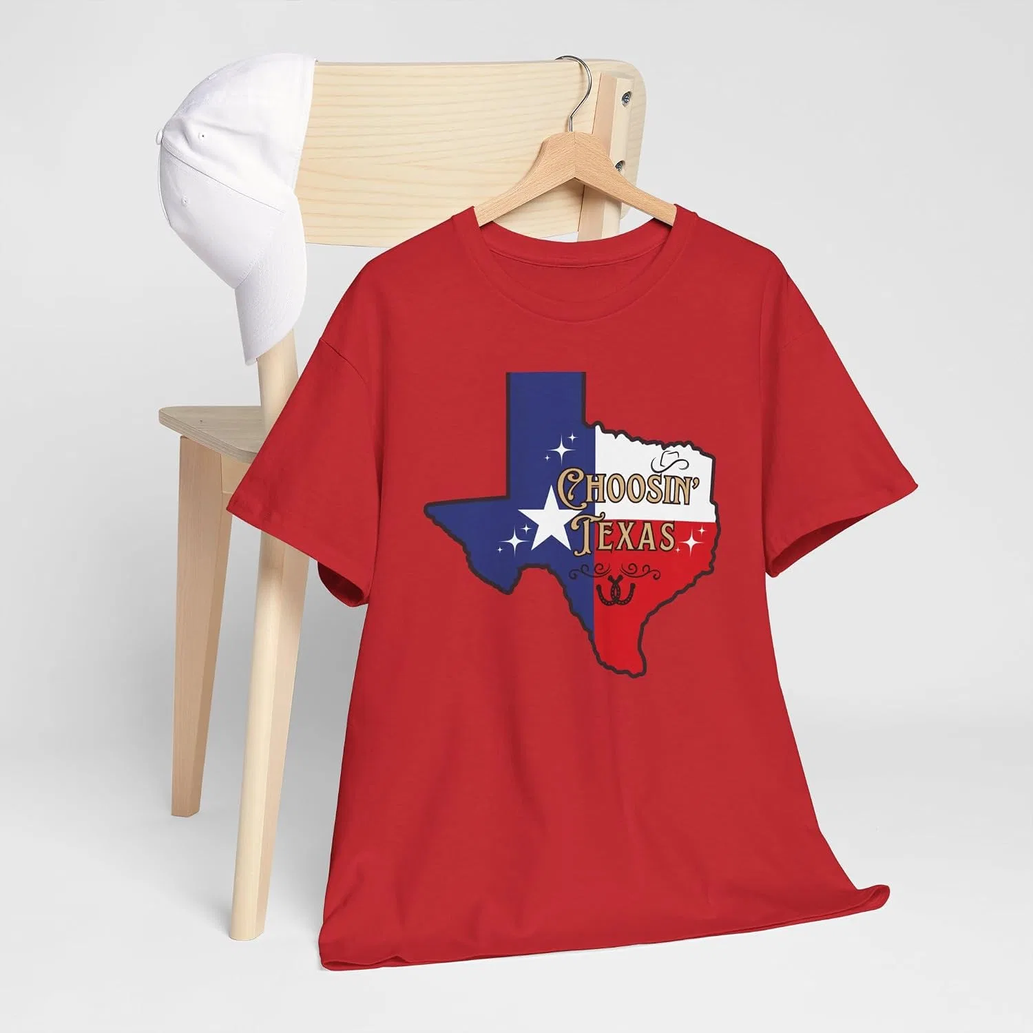 Женская футболка с принтом Choosin' Texas State Ella Cowgirl Rodeo Country Music, красный — фото 3