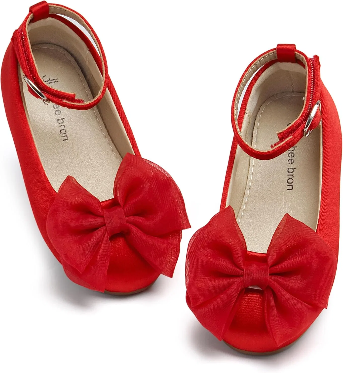 Детские балетки для девочек с бантом Mary Jane THEE BRON, Chiffon Red