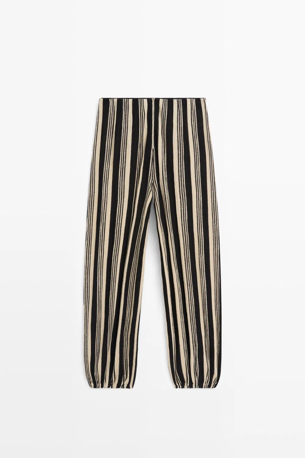 Брюки Massimo Dutti Striped Sarouel Co-ord, черный — фото 2