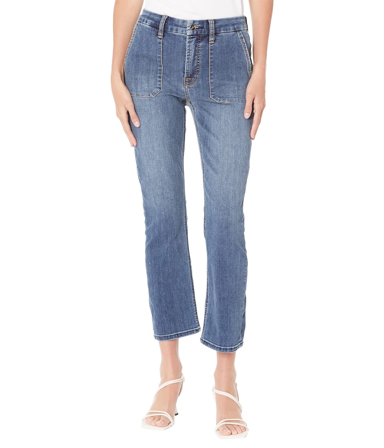 

Джинсы JEN7, Ankle Straight w/ Patch Pockets in Wisteria Broken Twill