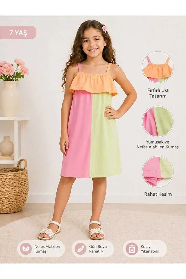 Детское хлопковое платье для девочек Lino Baby, Multicolor