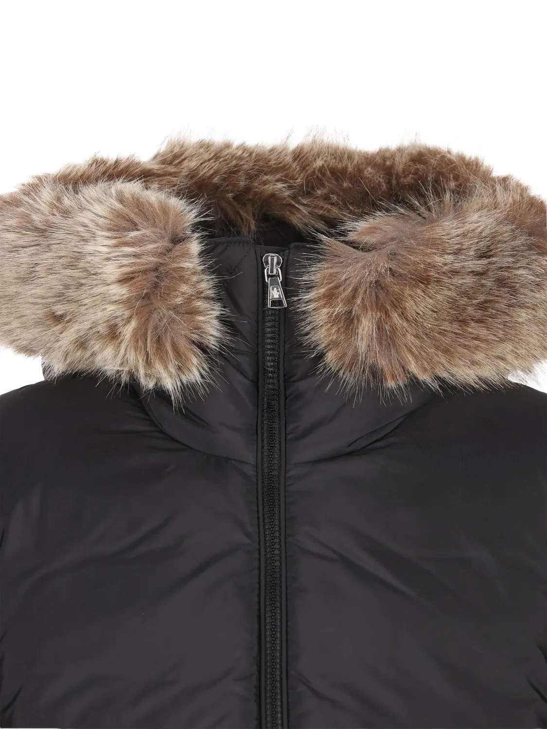 Новое стеганое пальто Byronf с отделкой из искусственного меха Moncler Enfant, черный — фото 4