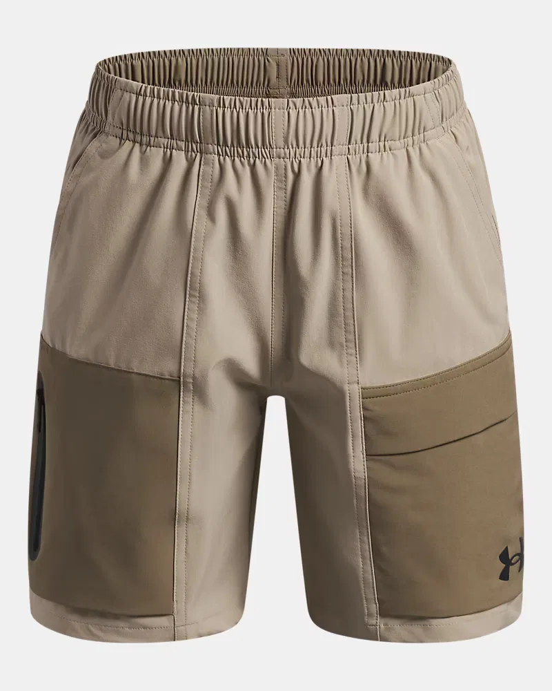 Шорты длиной 15 см влагоотводящие Unstoppable Woven UnderArmour, City Khaki/Bayou/Black