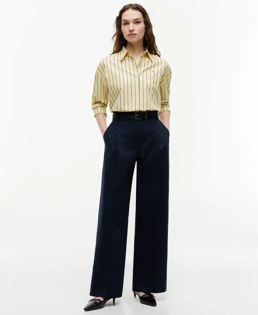 Женская рубашка свободного кроя с длинным рукавом Tommy Hilfiger, Licorice Stripe Citronella — фото 2