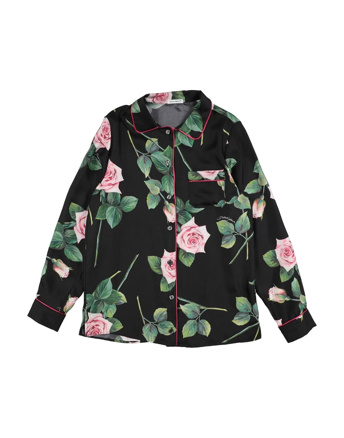 Атласная рубашка с длинным рукавом Dolce&Gabbana, черный