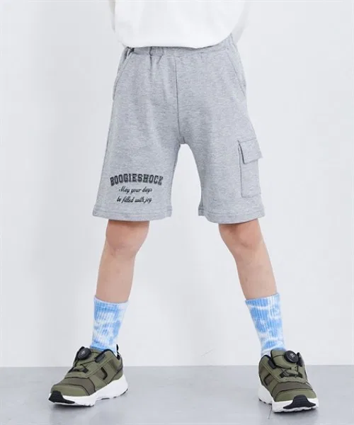 Детские шорты-полукомбинезон из гладкого хлопка с принтом QUNTSTYLE, Heather Grey