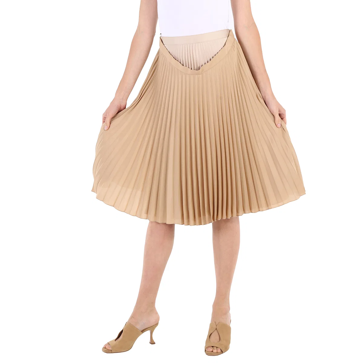 Юбка плиссированная многослойная Ladies Sandbank Layered Pleated Skirt Burberry, Sandbank