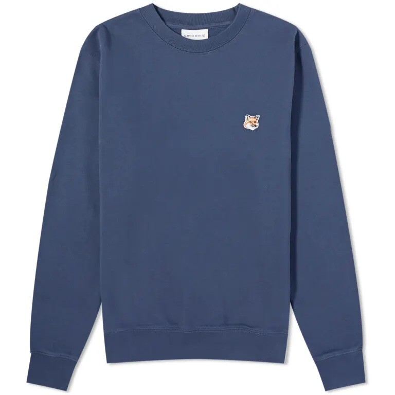 

Свитшот Maison Kitsune Fox Head Patch Crew, темно-синий