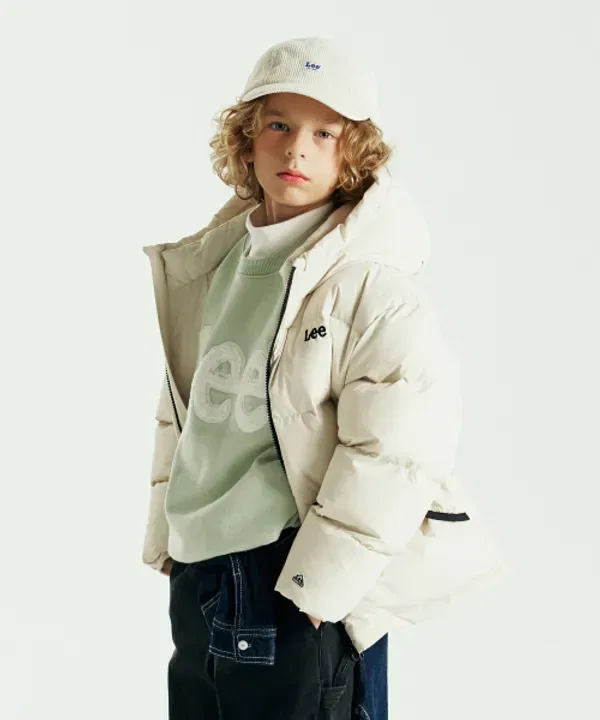 Пуховик укороченный детский Lee Kids, айвори