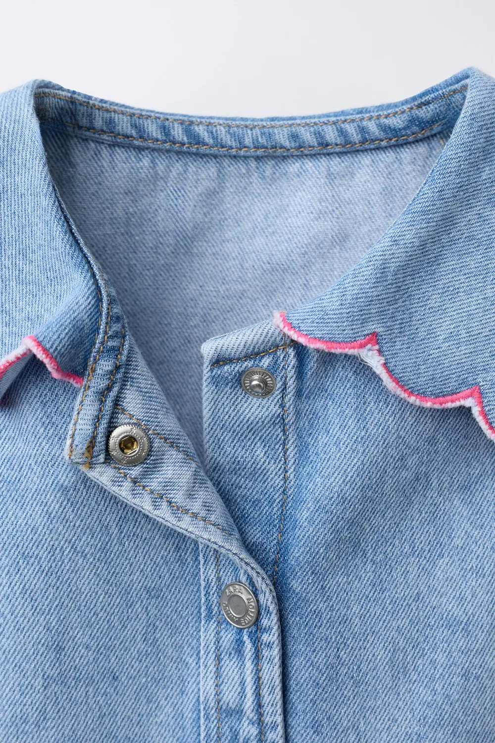 Джинсовый топ с волнообразным рисунком ZARA, Mid-Blue — фото 3