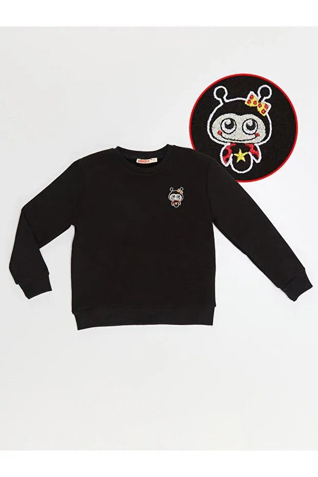 Детские свитшот для девочек с принтом Ladybug girl Denokids, Black — фото 3
