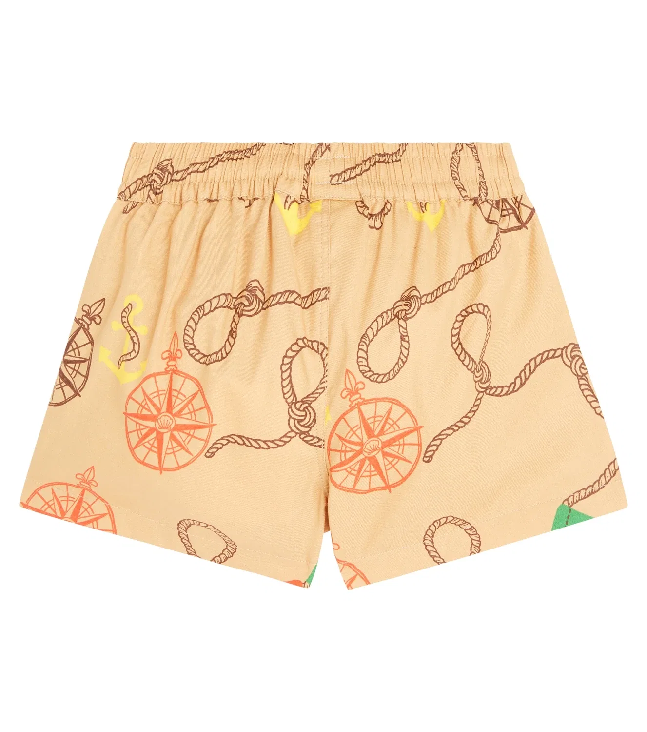 Шорты хлопковые с эластичным поясом Mini Rodini, бежевый — фото 4