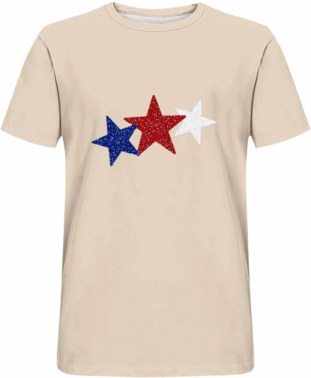 Мужская футболка с принтом звезд Fourth of July, Beige — фото 3