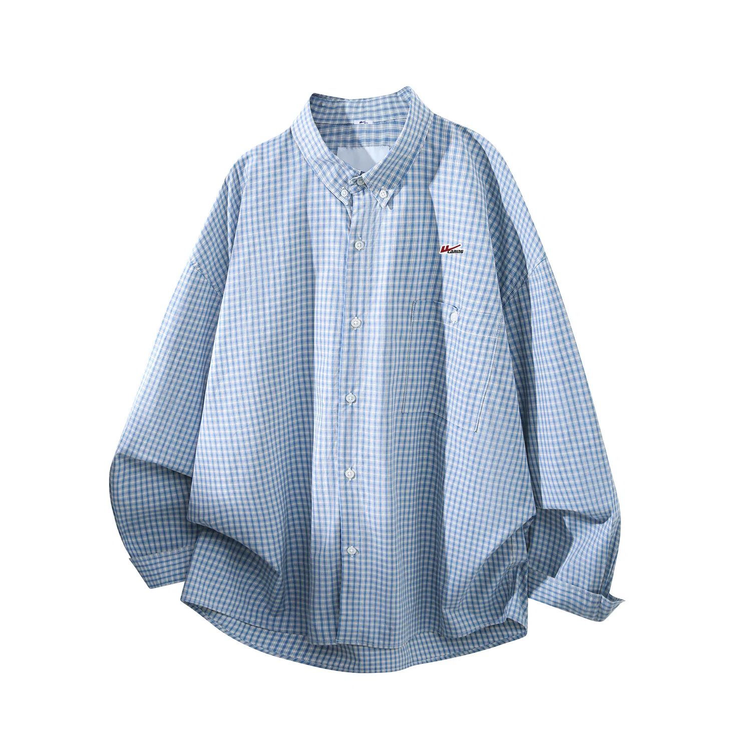 Детская рубашка с воротником в клетку Blue White Plaid (DIY Badge) WARRIOR — фото 3