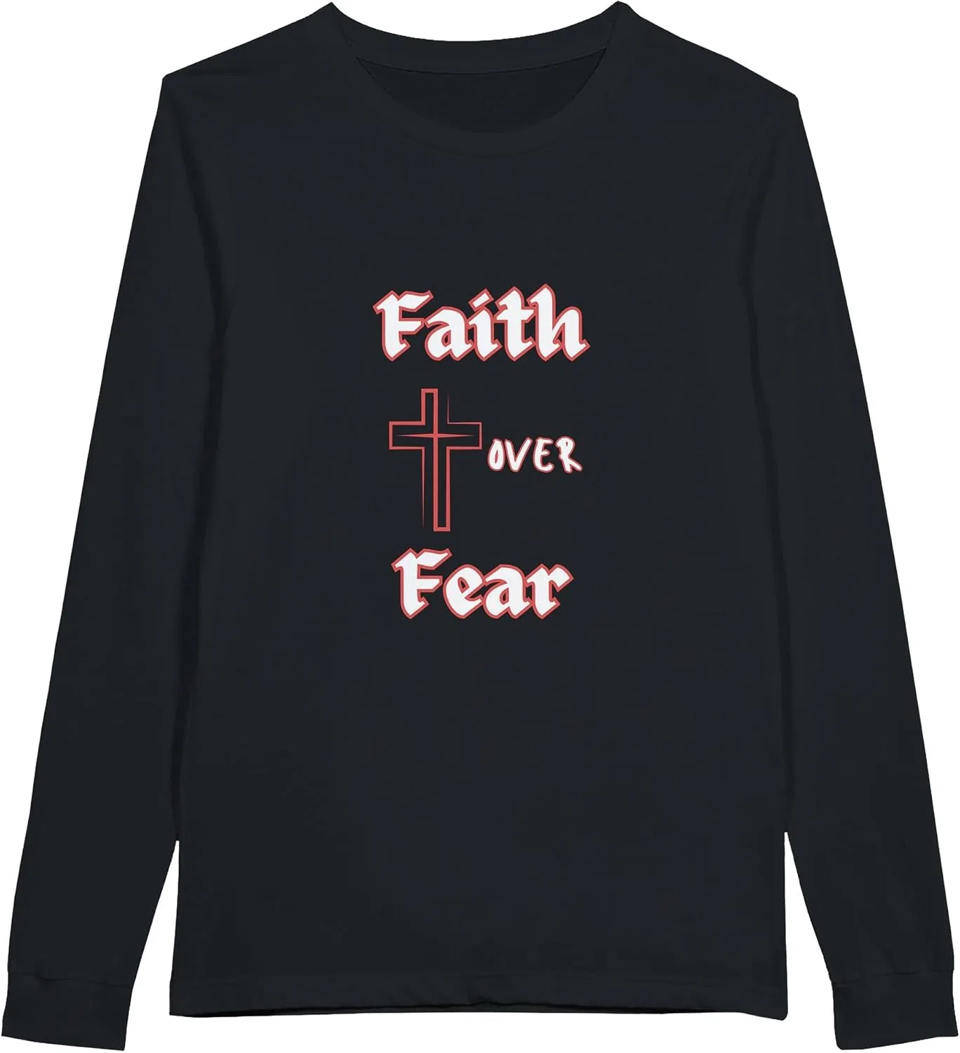 Женская футболка с длинным рукавом Faith Over Fear, Black