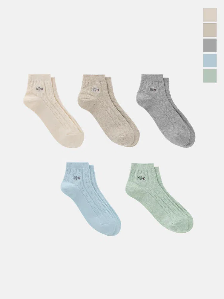 Носки женские LACOSTE Cable Ankle Socks, слоновая кость