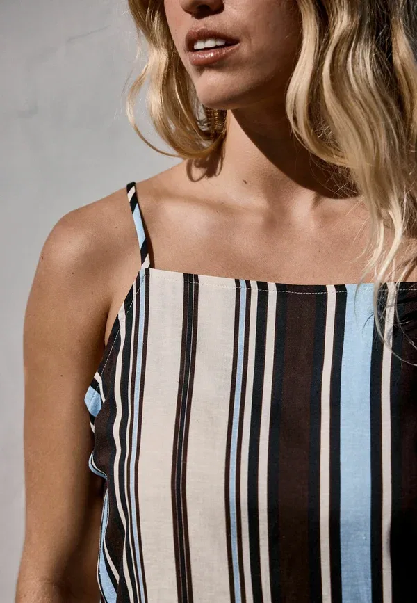 Топ с открытой спиной Regular fit - longline cami top Next, Chocolate Brown Blue Stripe, синий/коричневый/шоколадный — фото 4