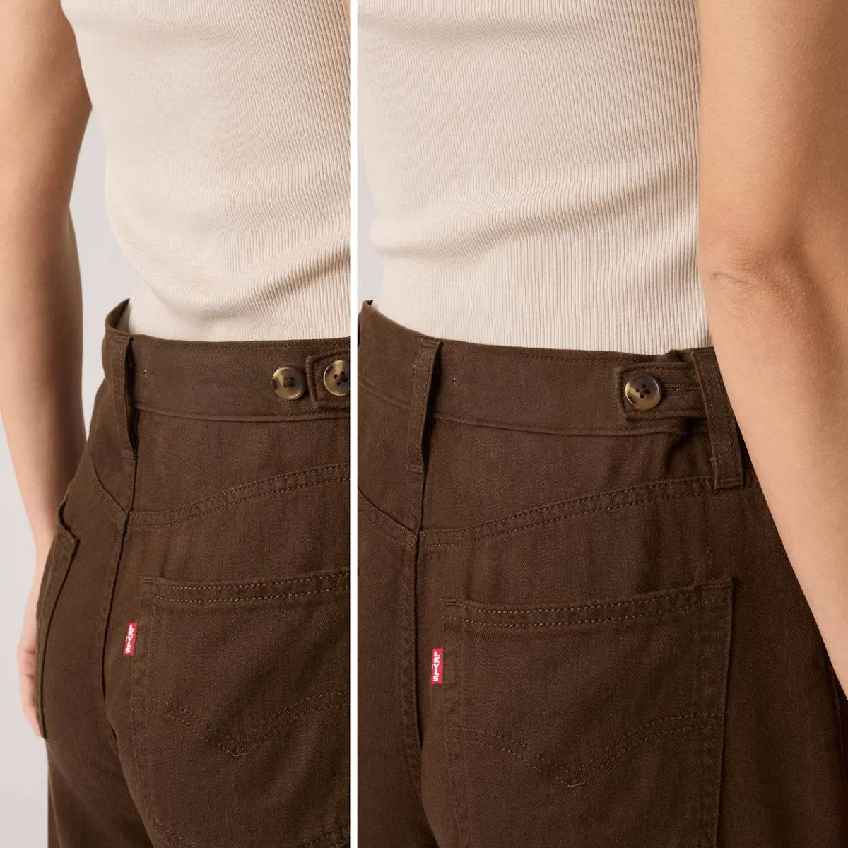 Женские джинсы с широкими штанинами и затяжкой Levi's, Hot Fudge - Brown — фото 3