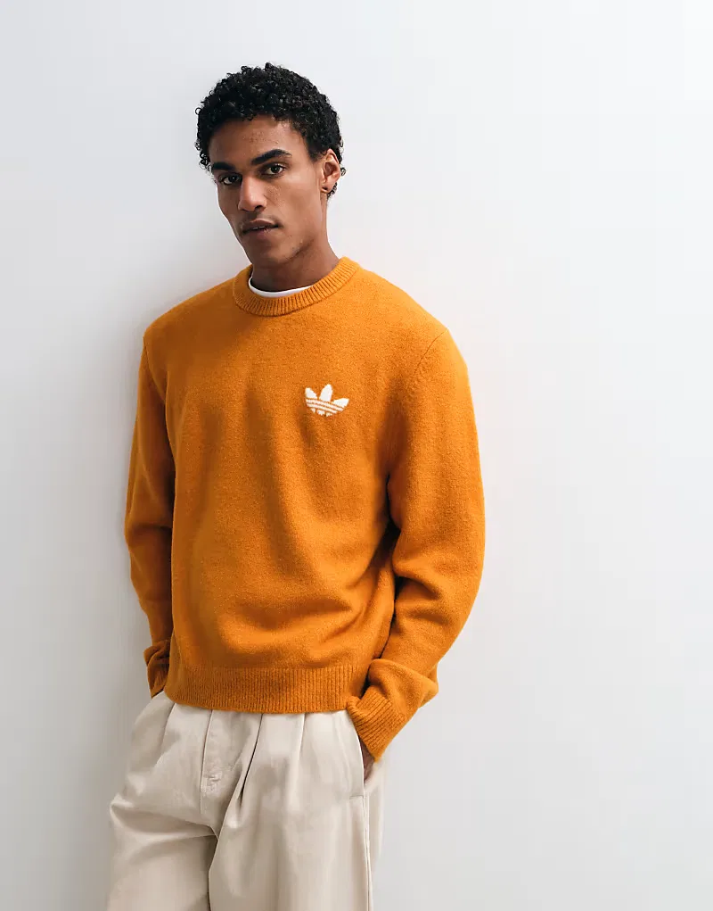 Вязаный джемпер Adidas Originals теплого, коричневый — фото 3